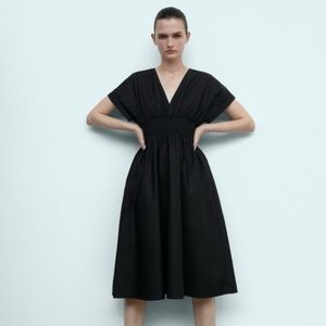 NEW-Zara black poplin dress XL